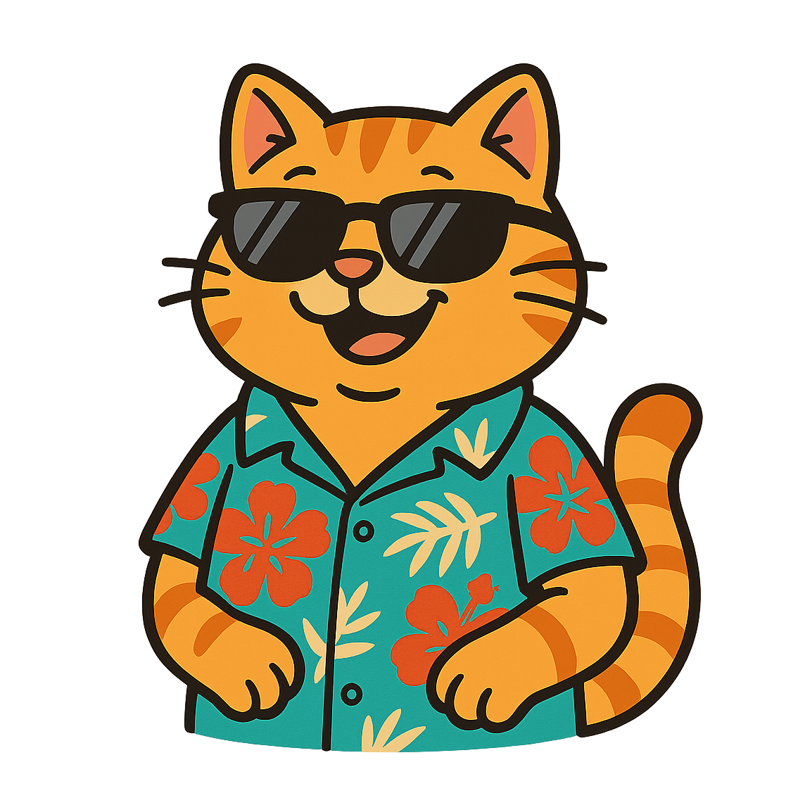 Tropical Orange Tabby - Bordered Artwork