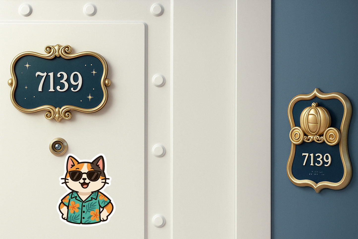 Tropical Calico Cat - Door Style 2 Mockup