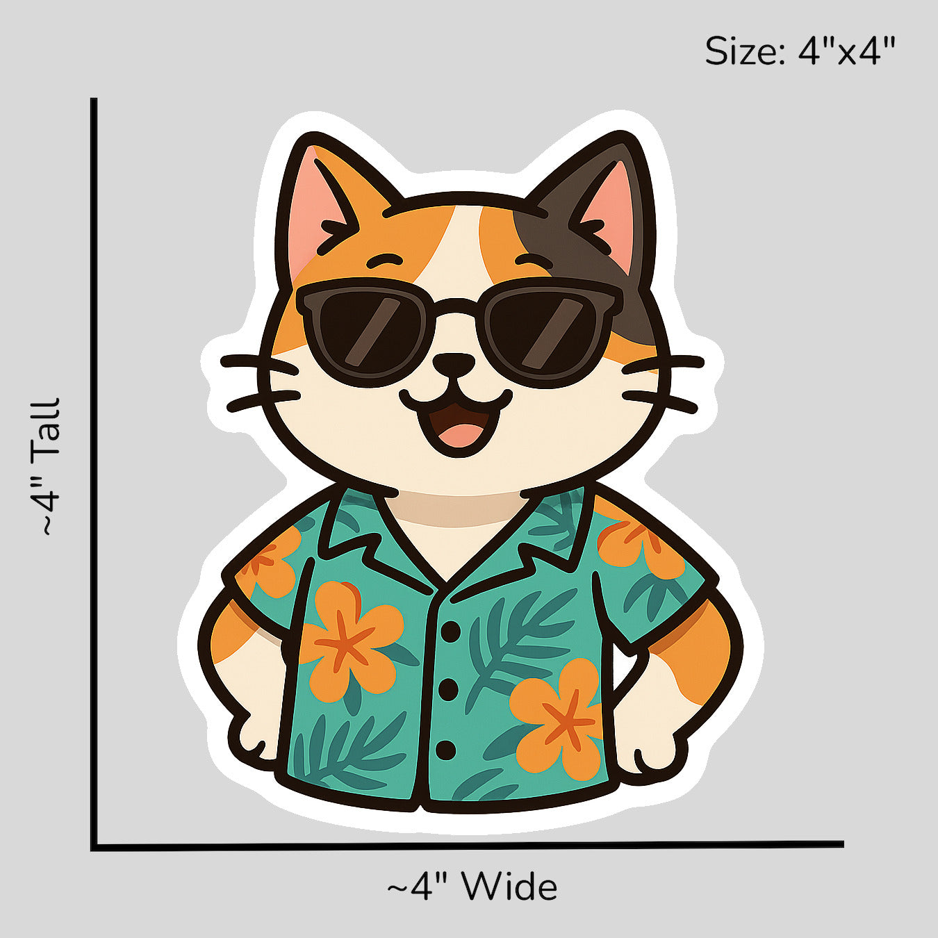 Tropical Calico Cat - Size Reference Mockup