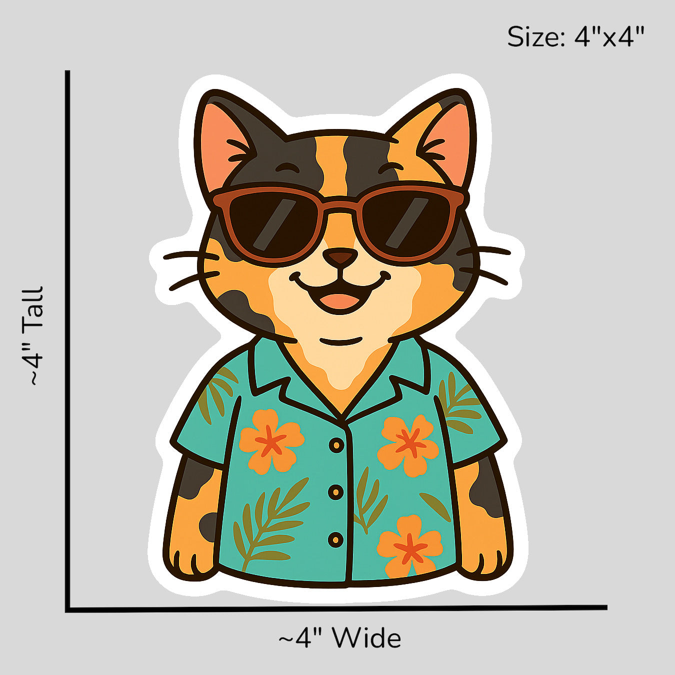 Tropical Tortoiseshell Cat - Size Reference Mockup