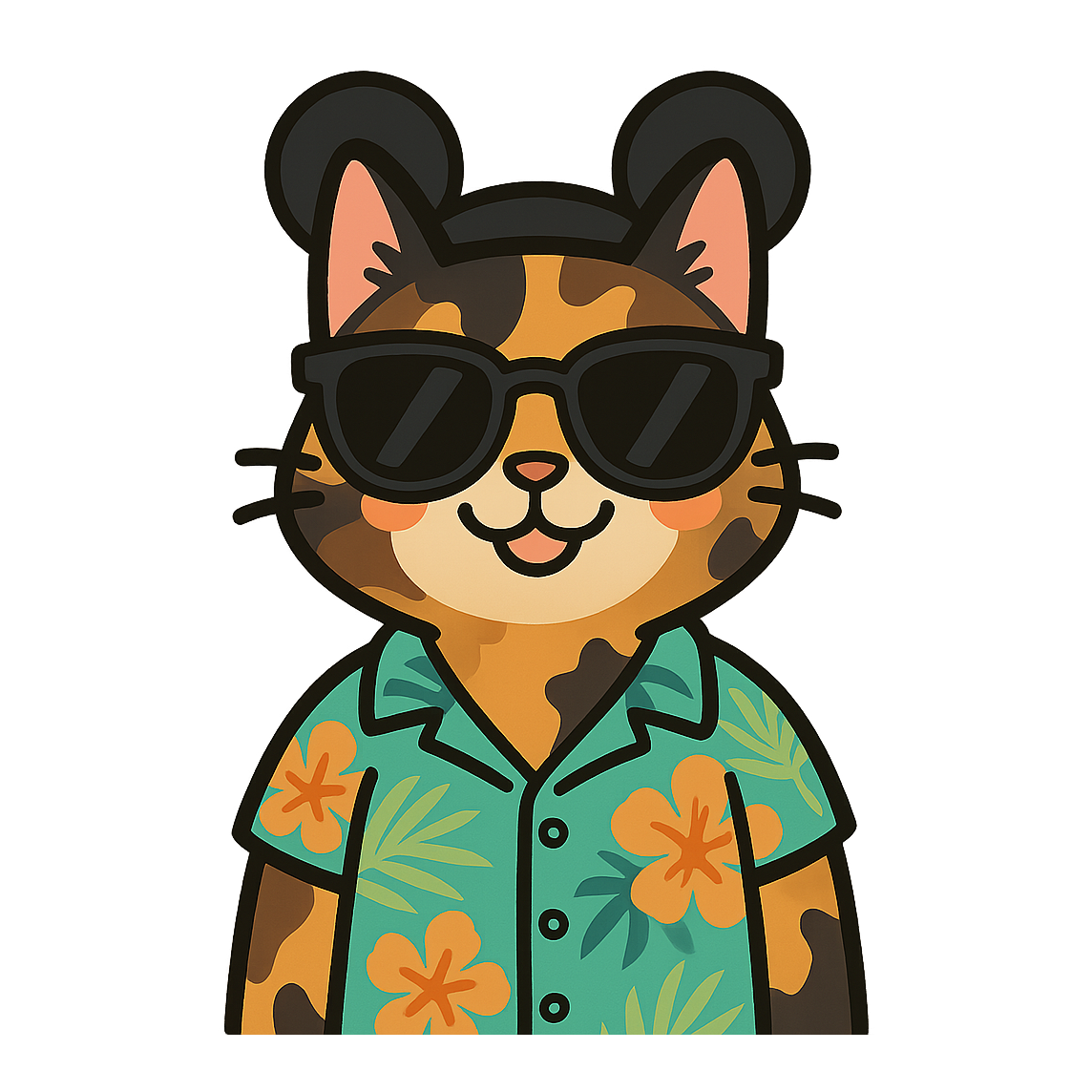 Magic Tortoiseshell Cat - Bordered Artwork