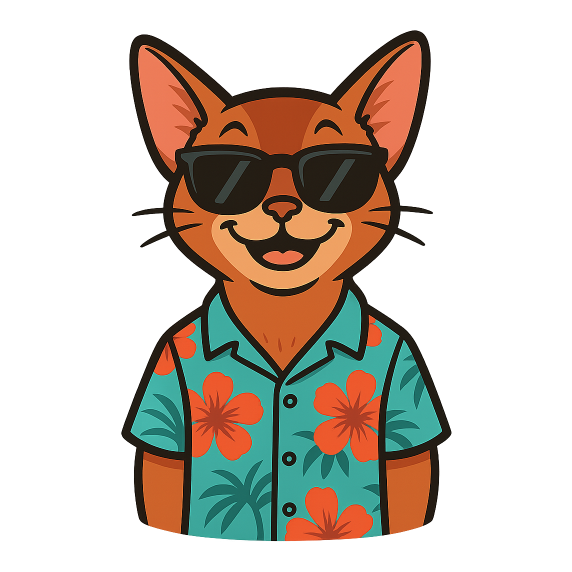 Tropical Abyssinian Cat - Bordered Artwork
