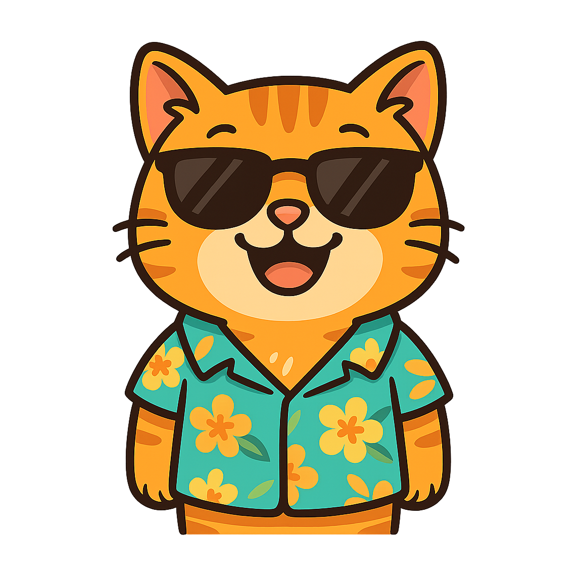 Tropical Munchkin Cat - Bordered Artwork