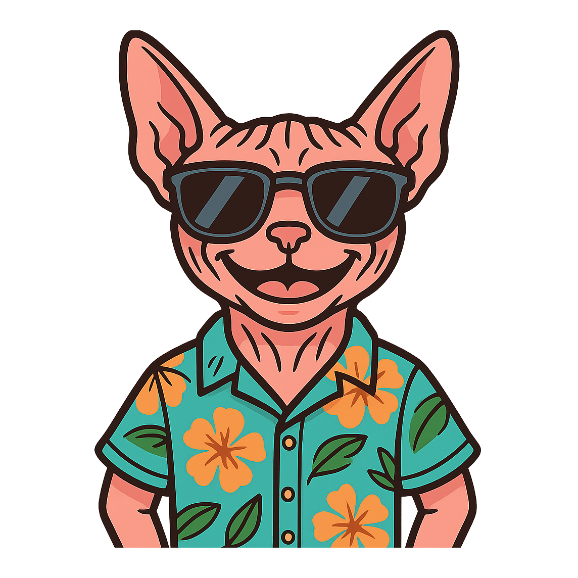 Tropical Sphynx Cat - Bordered Artwork