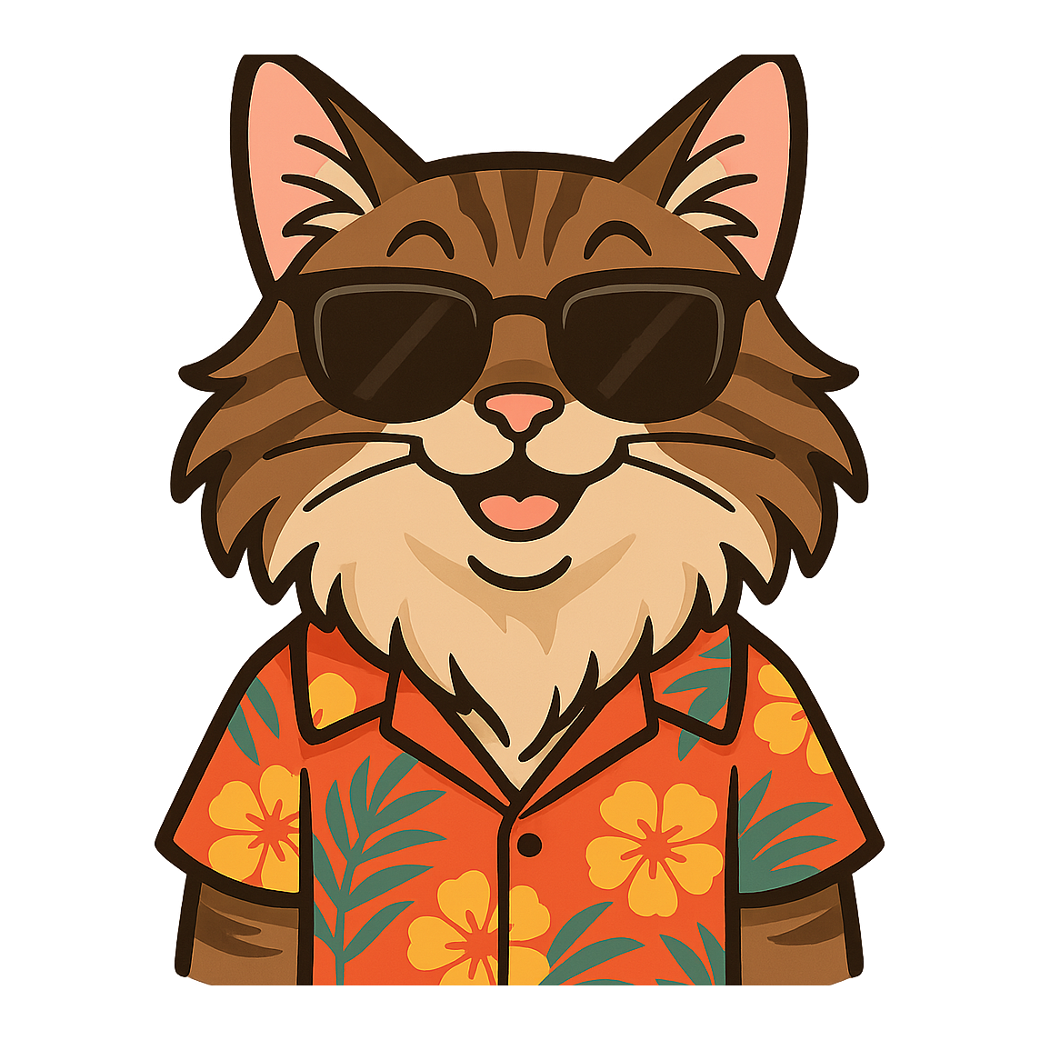 Tropical Norwegian Forest Cat - Bordered Artwork
