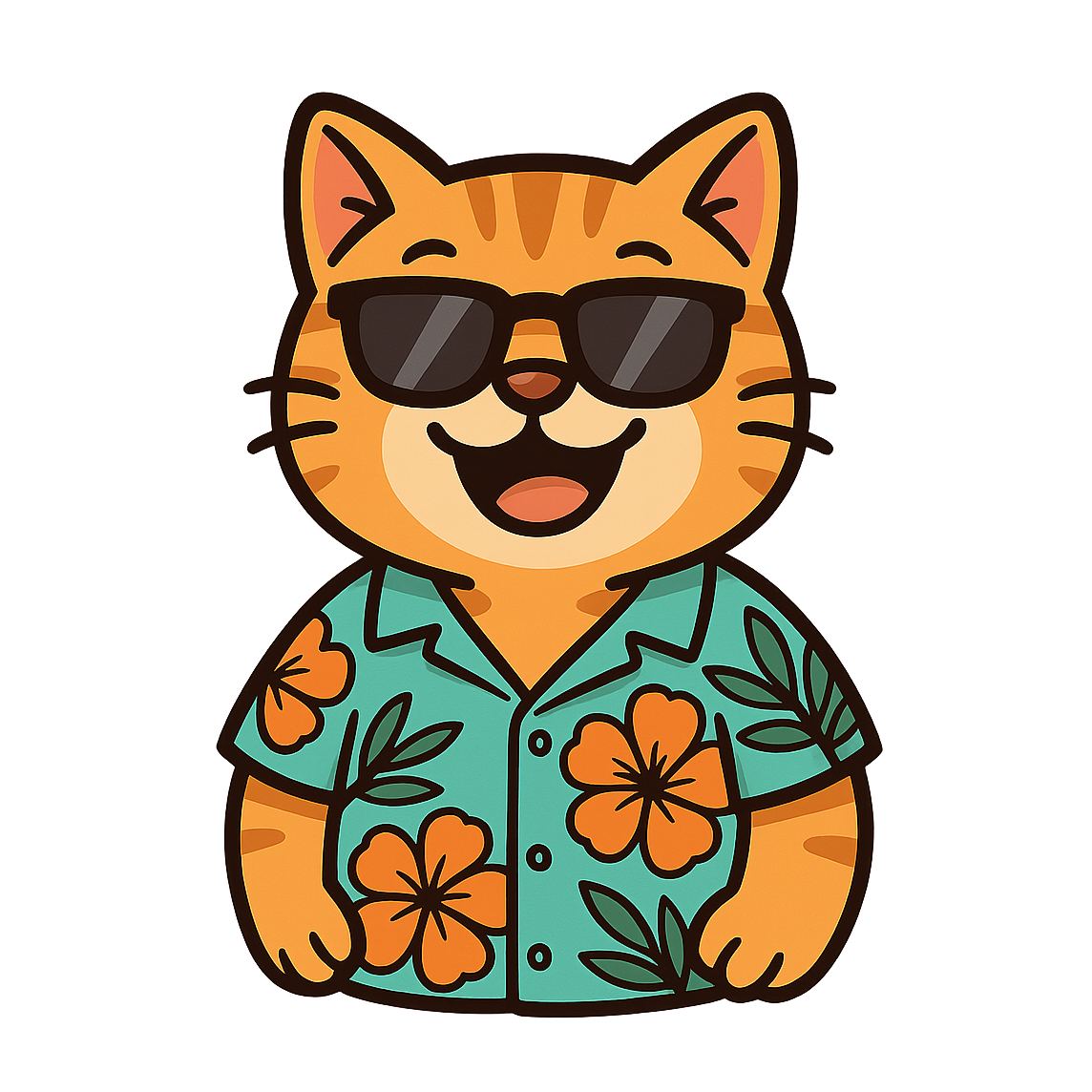 Tropical Manx Cat - Bordered Artwork