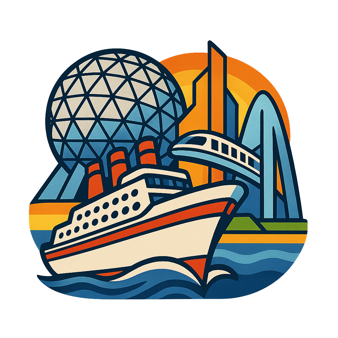 Future World Sailing - Bordered Artwork