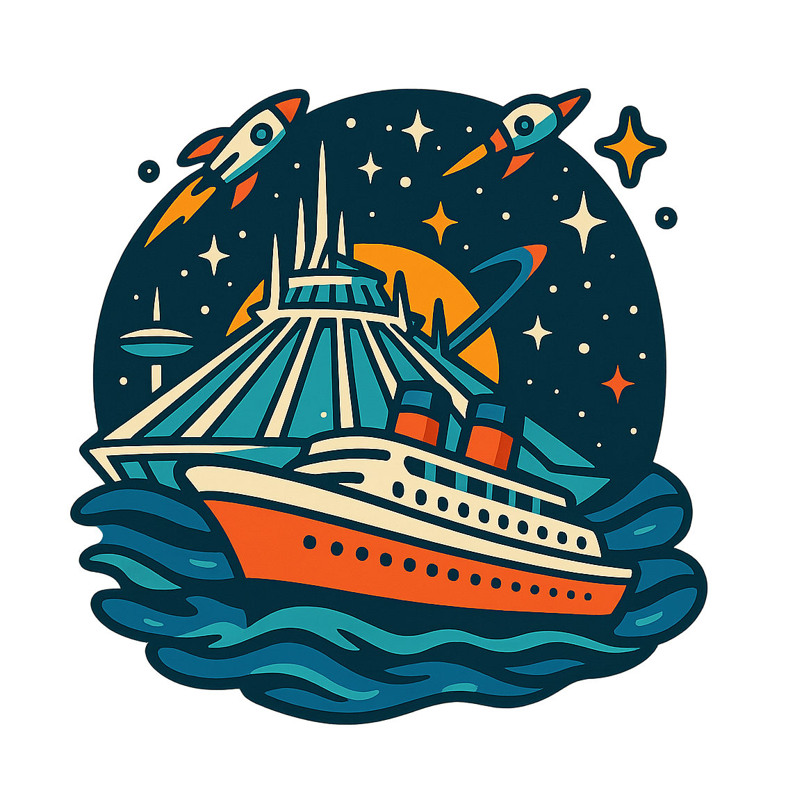 Cosmic Voyage Cruise - Bordered Artwork