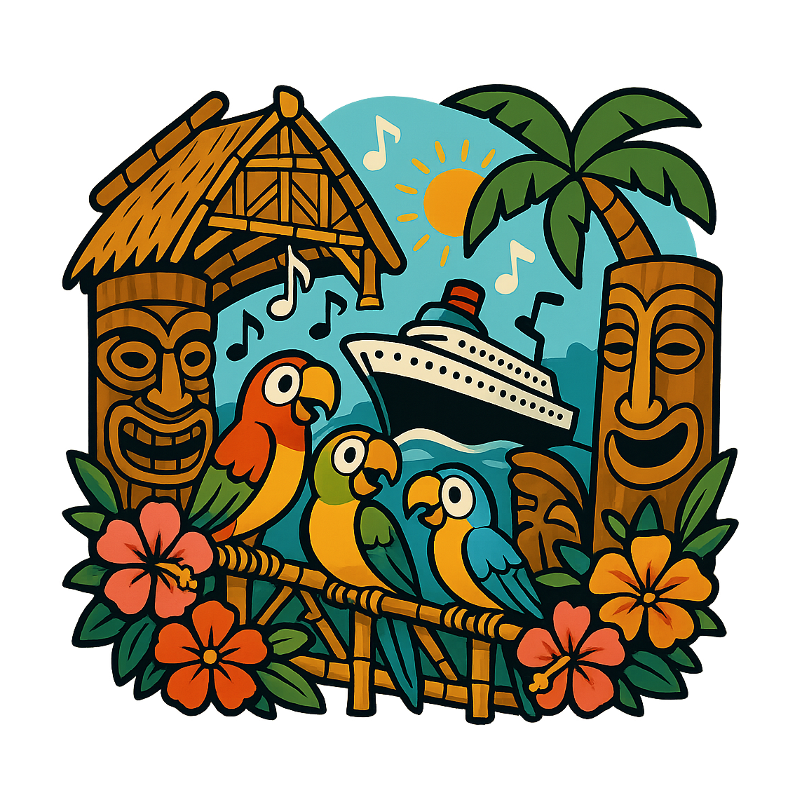 Tiki Paradise Cruise - Bordered Artwork