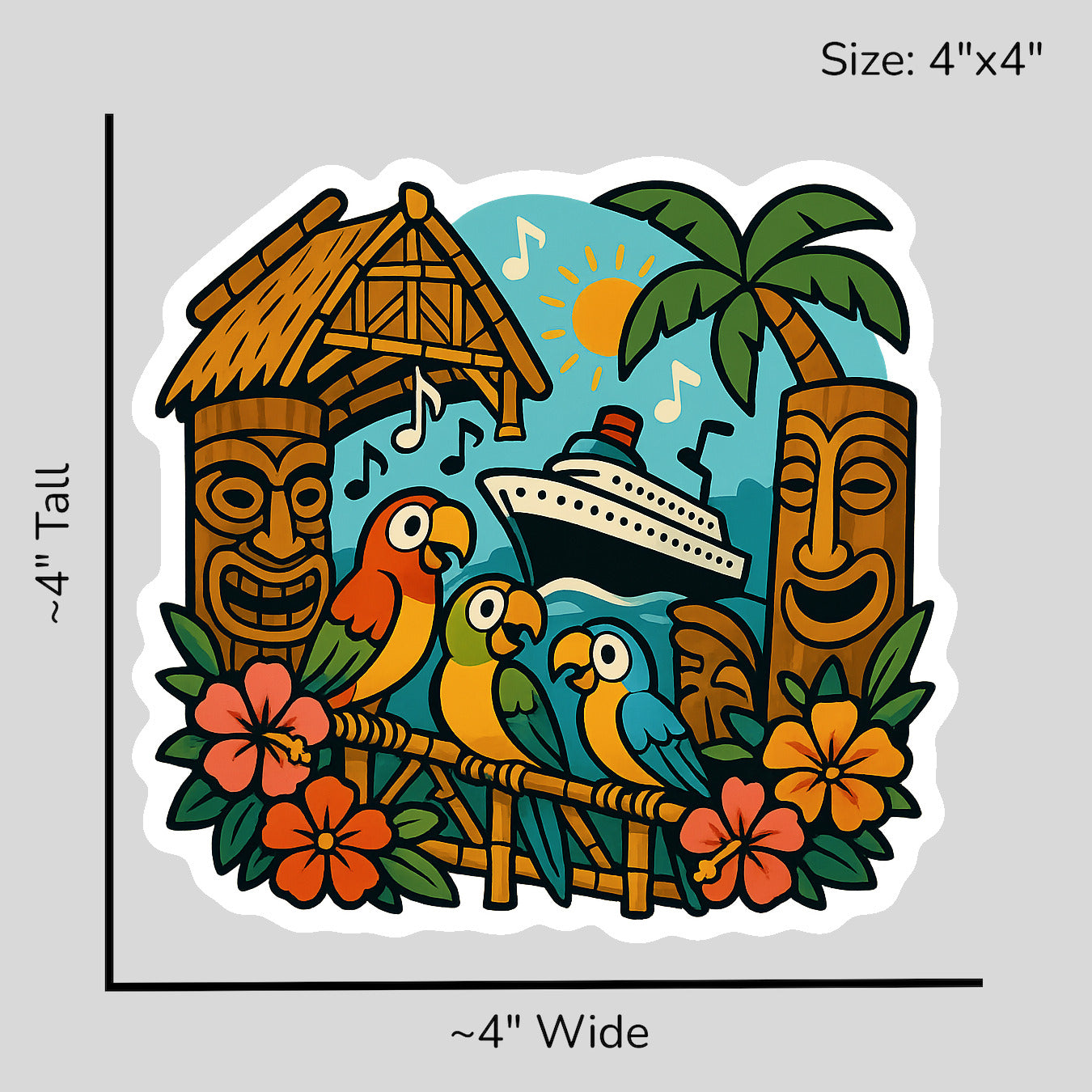 Tiki Paradise Cruise - Size Reference Mockup