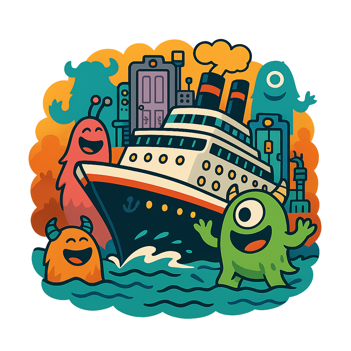 Monsters on a Cruise - Bordered Artwork