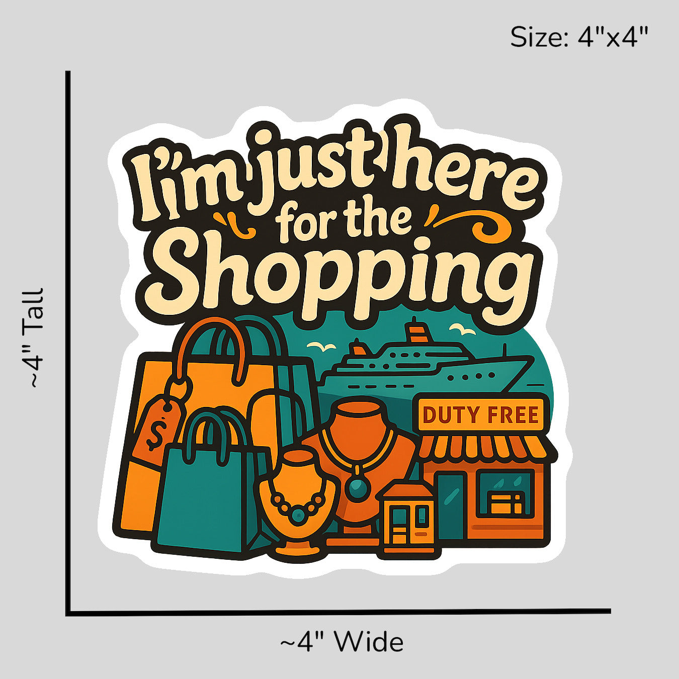 Just Here for Shopping - Size Reference Mockup