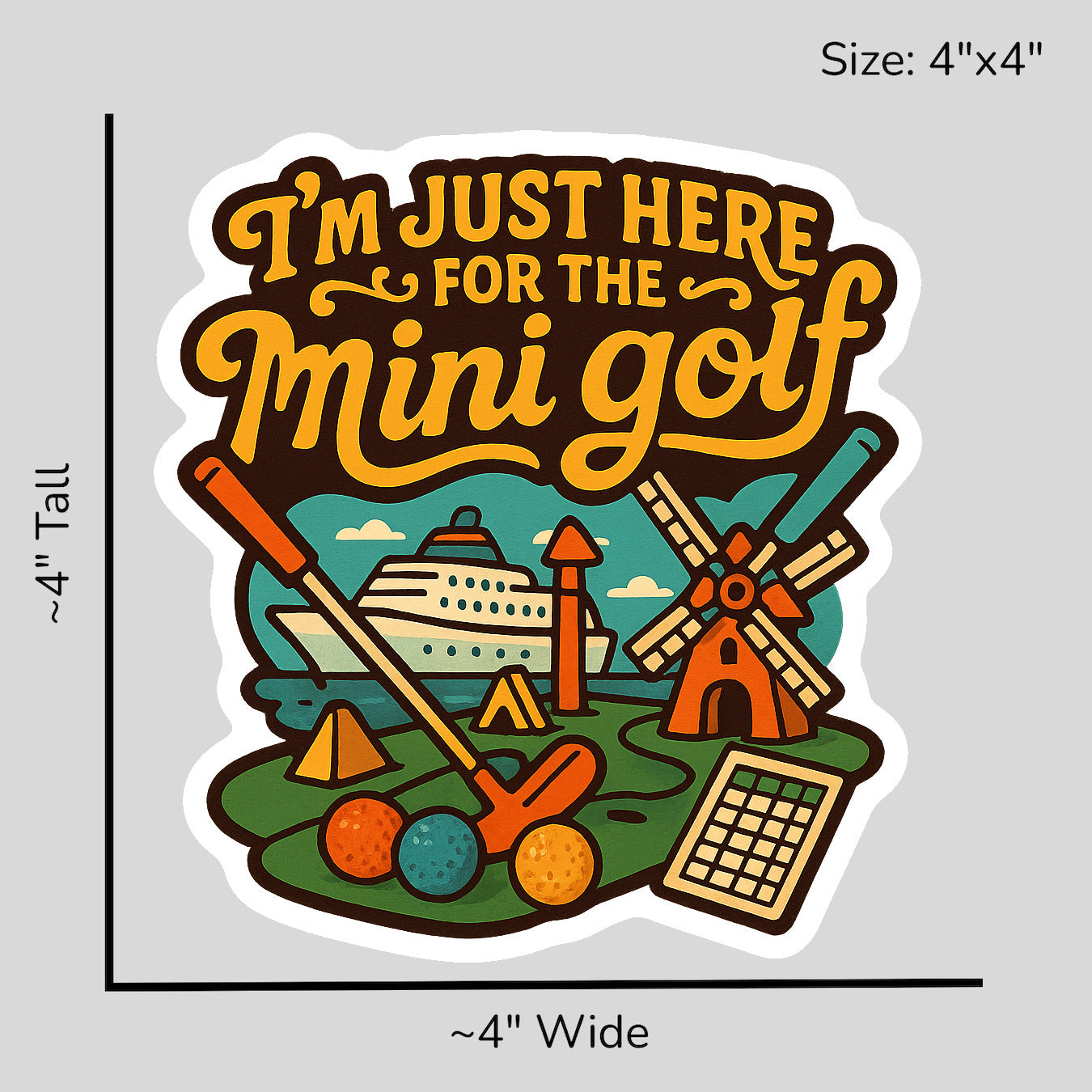 Just Here for Mini Golf - Size Reference Mockup