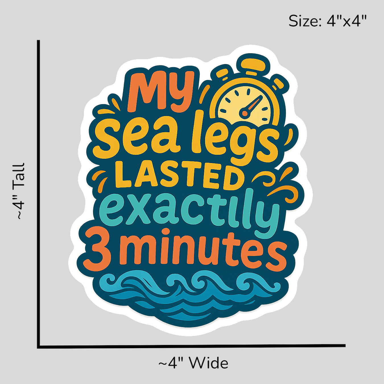 Three Minute Sea Legs - Size Reference Mockup