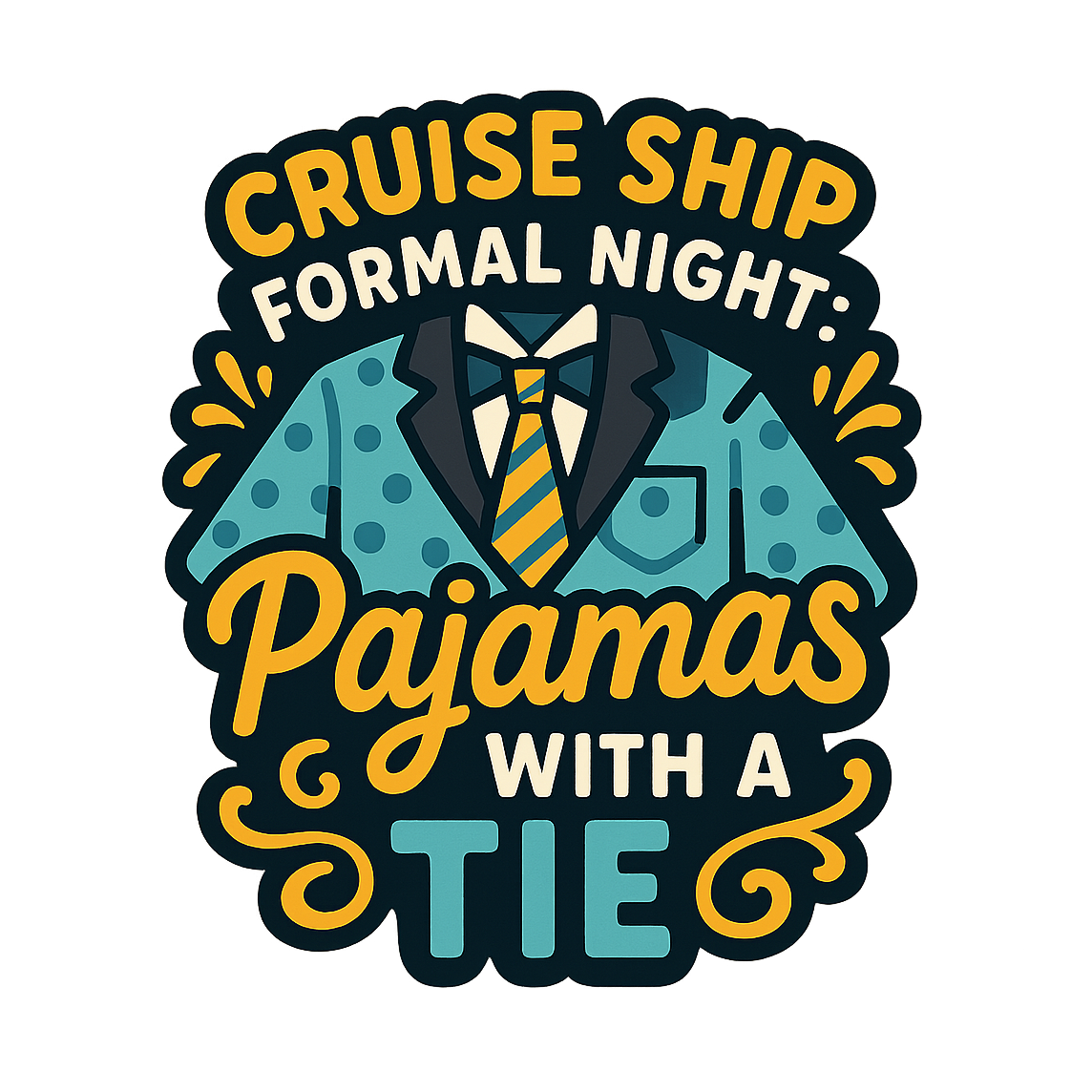 Pajamas with Tie - Bordered Artwork
