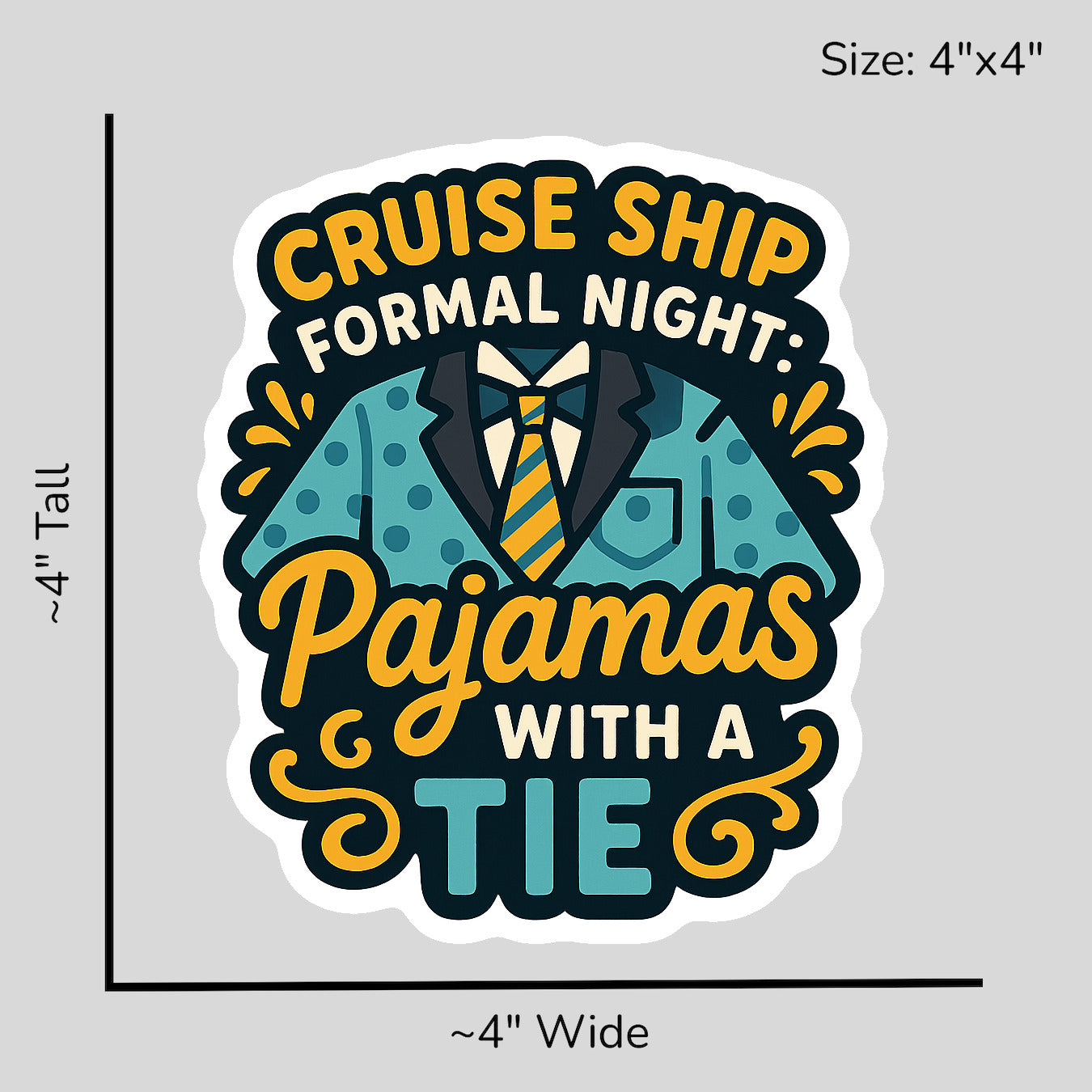 Pajamas with Tie - Size Reference Mockup