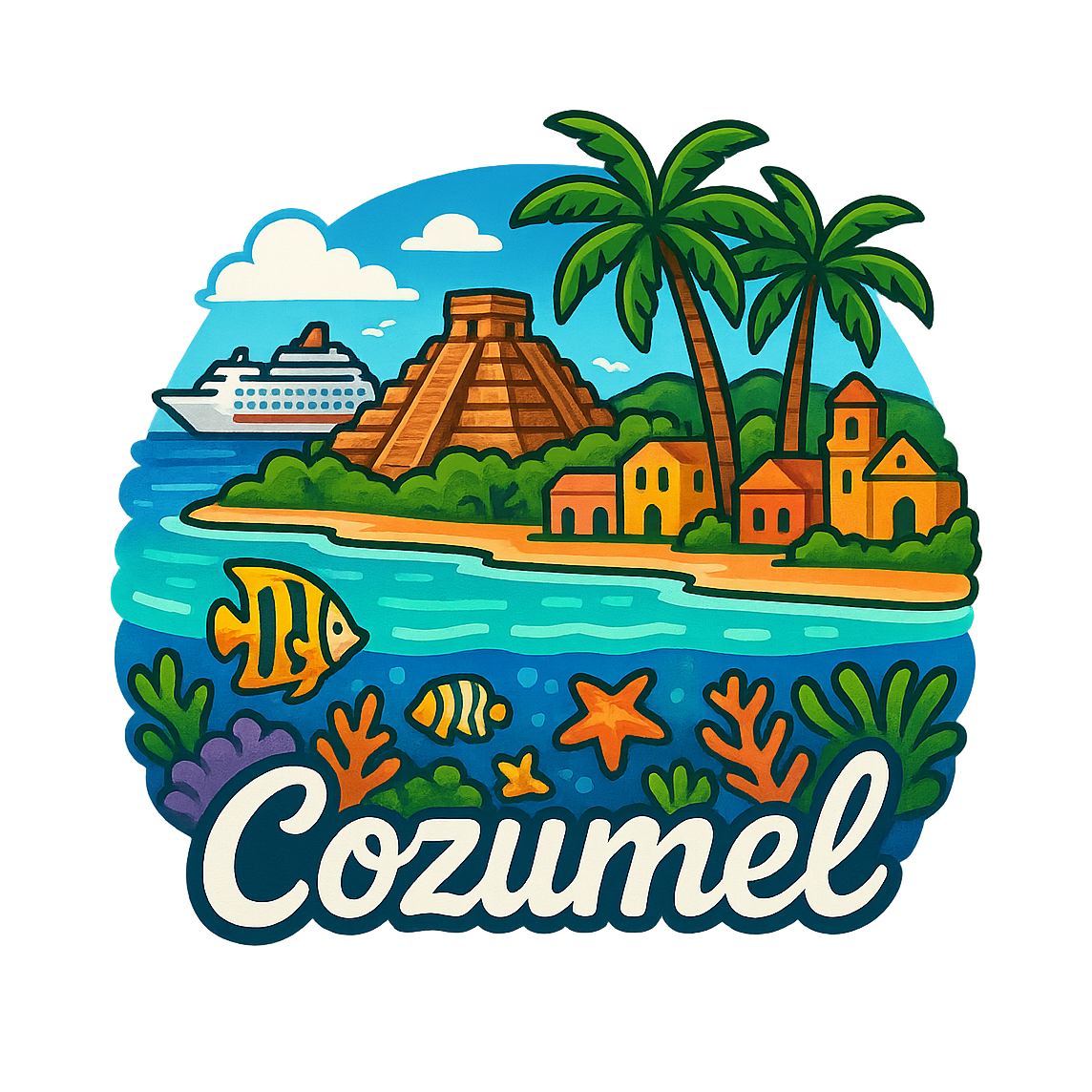 Tropical Paradise Cozumel - Bordered Artwork