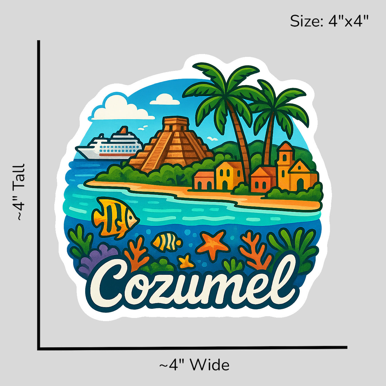 Tropical Paradise Cozumel - Size Reference Mockup