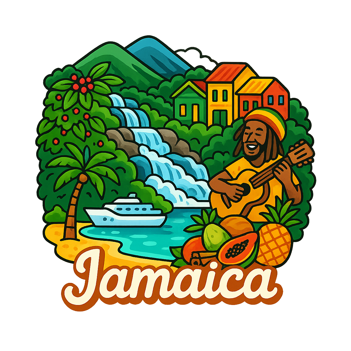 Island Vibes Jamaica - Bordered Artwork