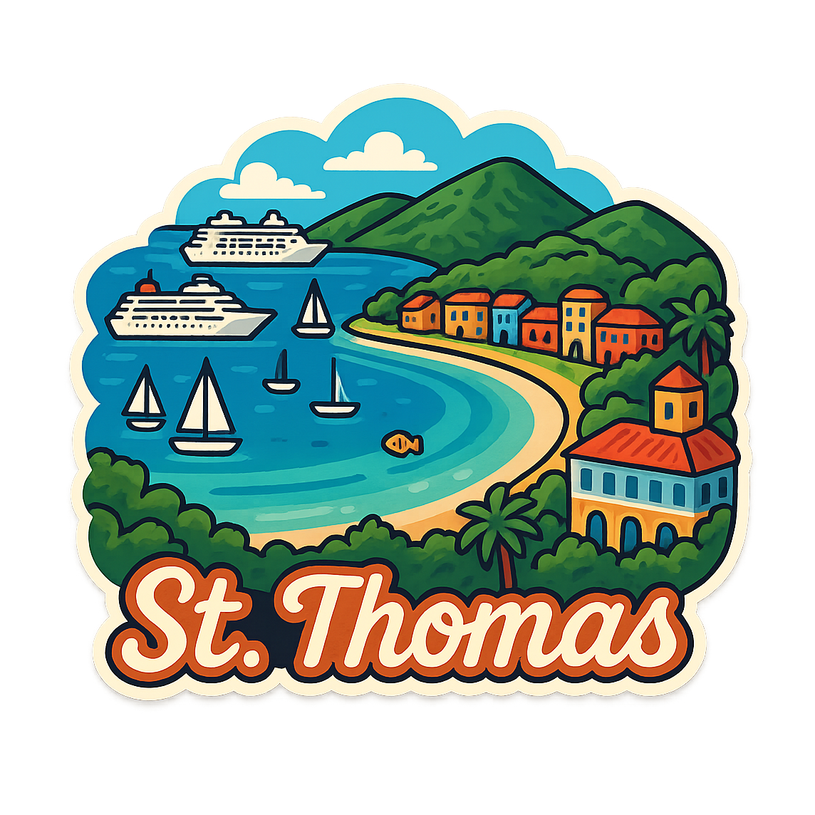 Paradise Found St. Thomas - Bordered Artwork