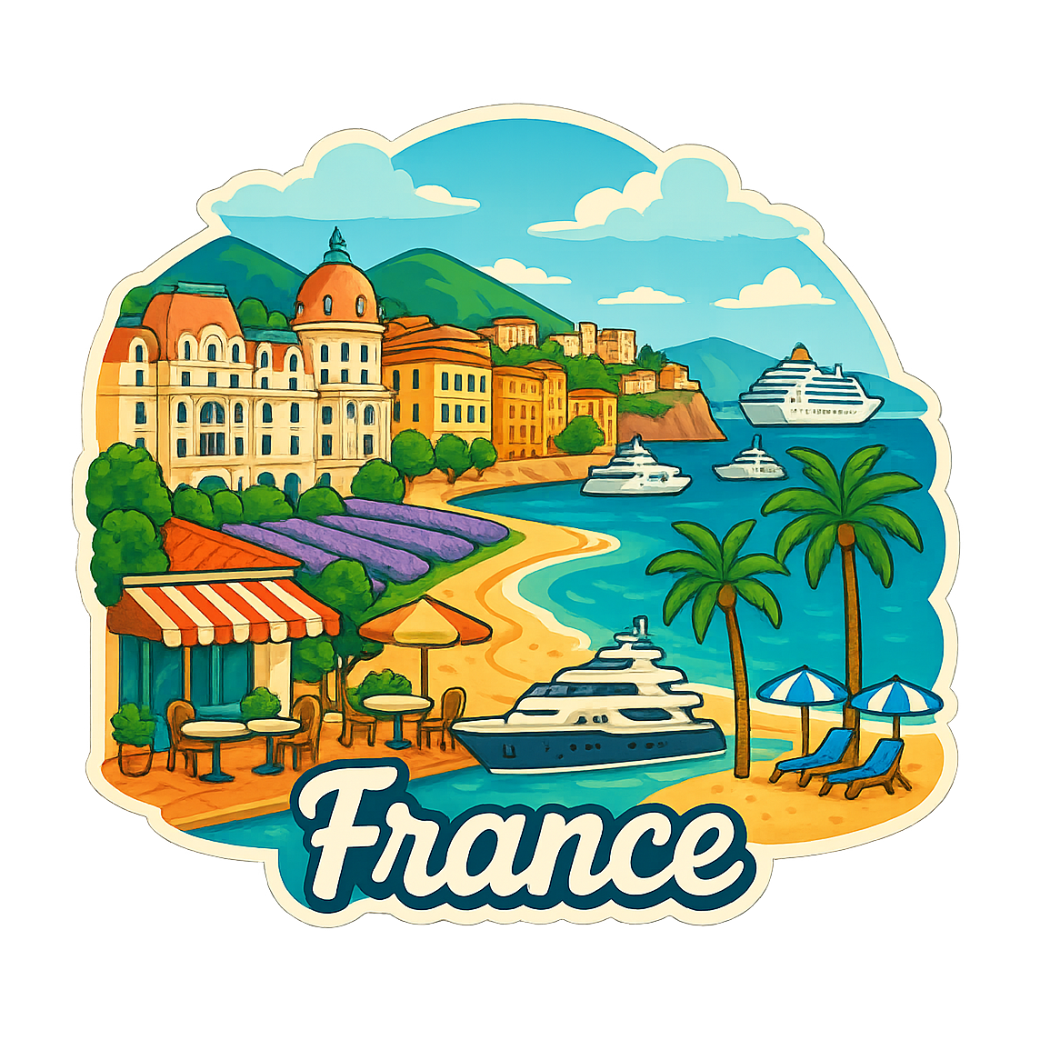French Riviera Elegance - Bordered Artwork