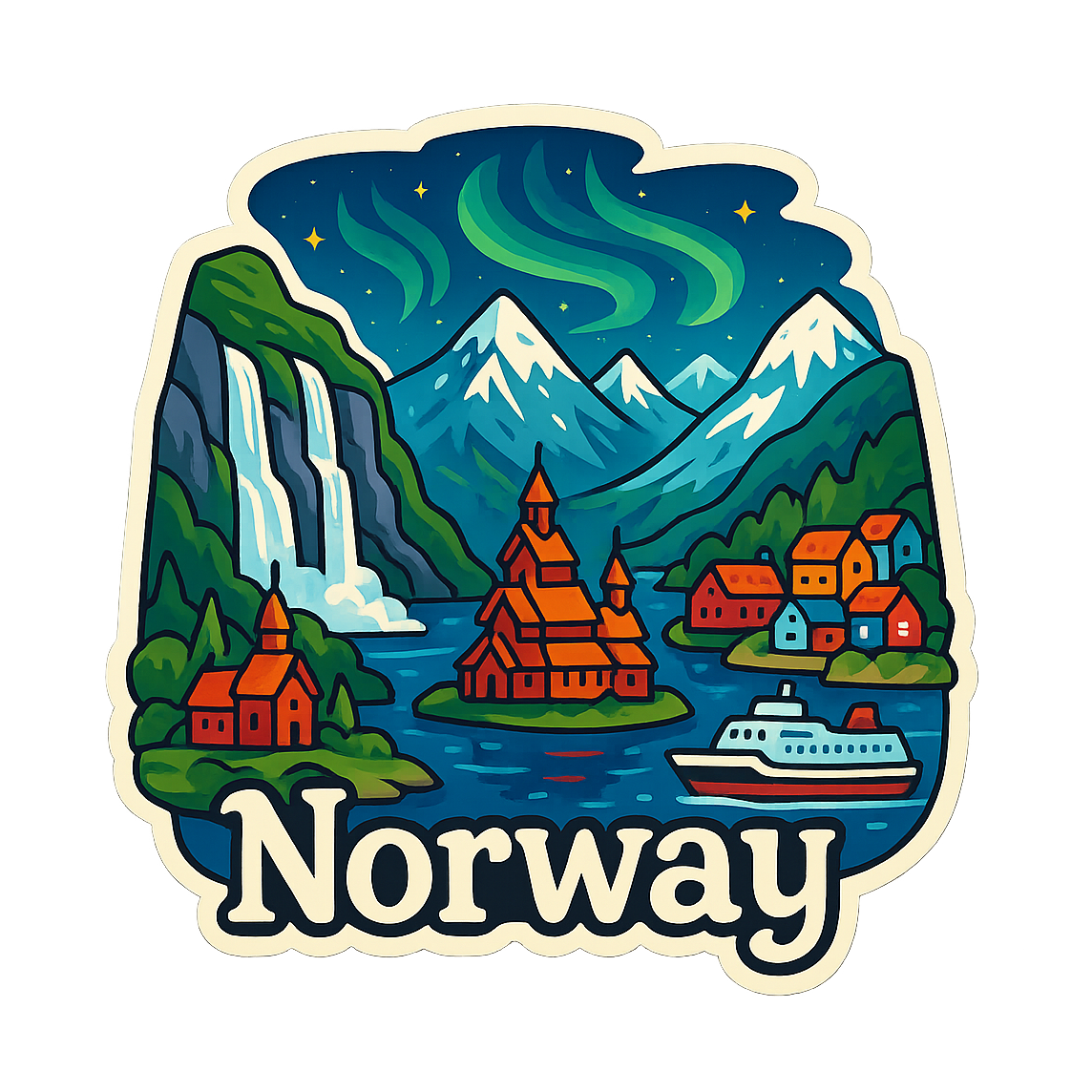 Norwegian Fjords Majesty - Bordered Artwork