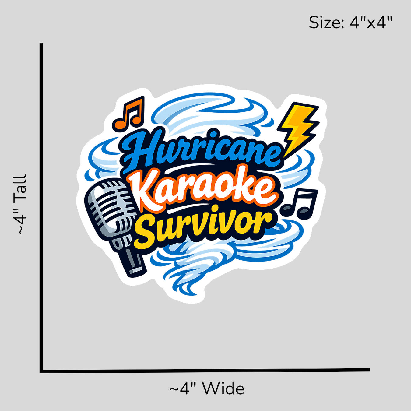 Hurricane Karaoke Survivor - Size Reference Mockup