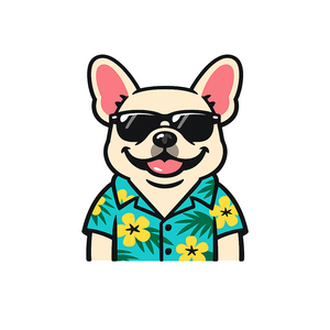 Tropical Cream French Bulldog - Bordered Artwork