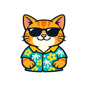 Tropical Munchkin Cat - Bordered Artwork