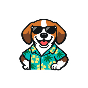 Tropical Tricolor Beagle - Bordered Artwork