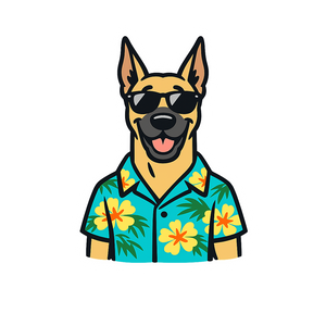 Tropical Fawn Great Dane - Bordered Artwork