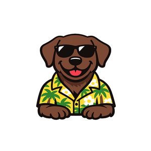 Tropical Chocolate Lab - Bordered Artwork