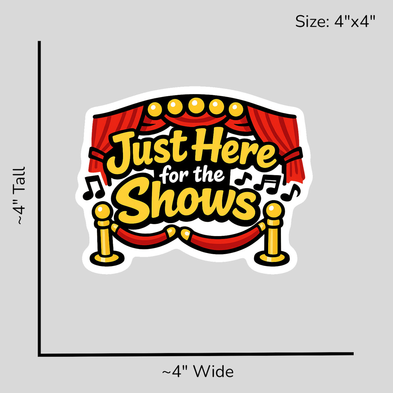 Just Here for the Shows - Size Reference Mockup