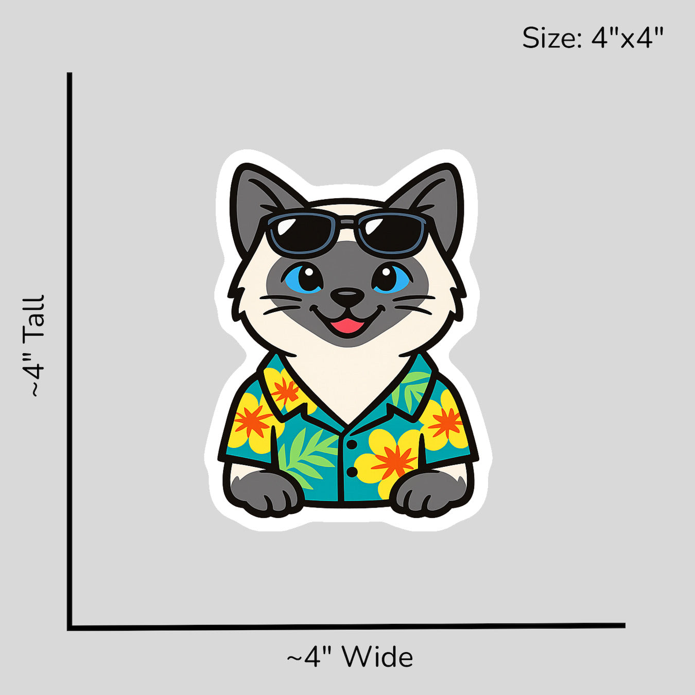 Tropical Blue Point Siamese - Size Reference Mockup