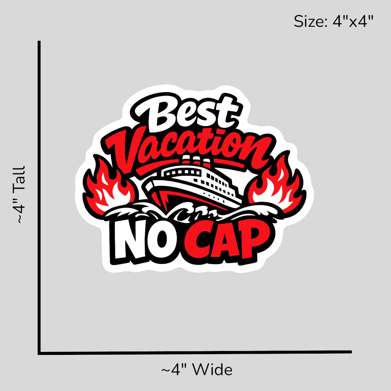 Best Vacation No Cap - Size Reference Mockup