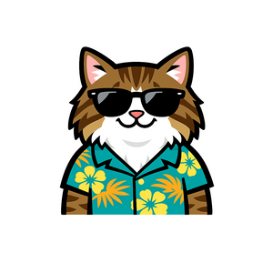 Tropical Norwegian Forest Cat - Bordered Artwork