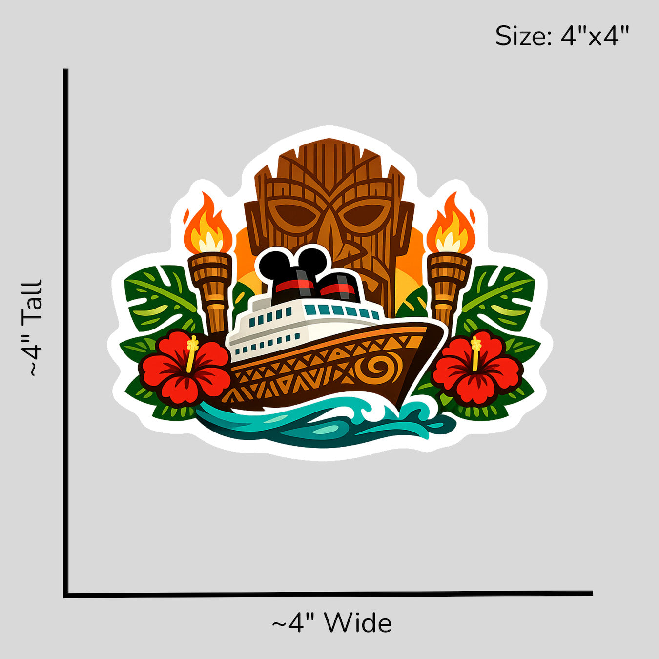 Tiki Paradise Cruise - Size Reference Mockup
