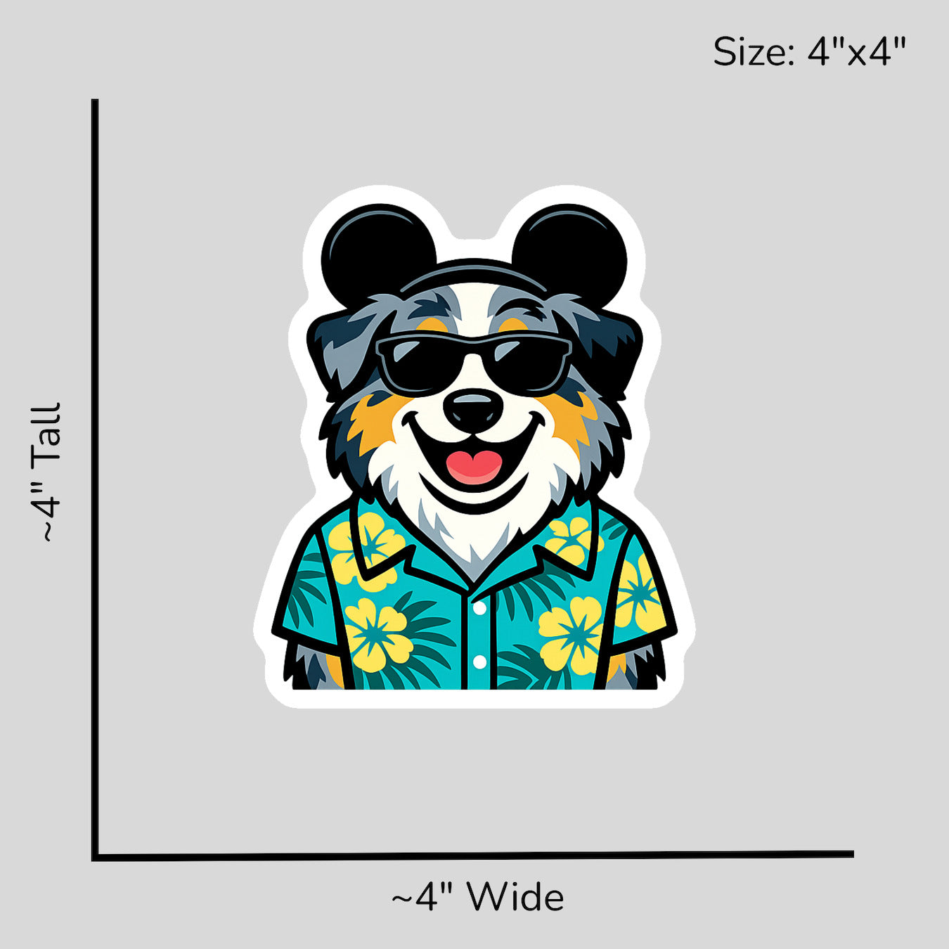 Magic Blue Merle Australian Shepherd - Size Reference Mockup