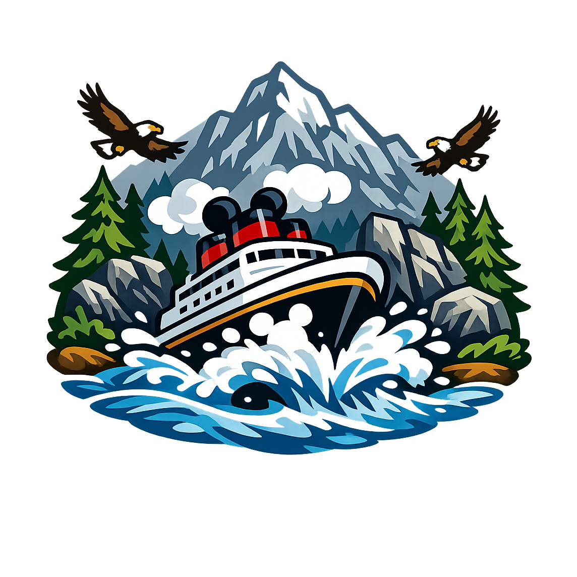 Waterfall Rapids Voyage - Bordered Artwork