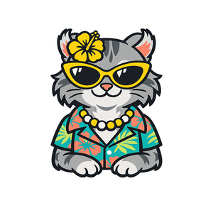 Gray Highland Lynx Cat - Bordered Artwork