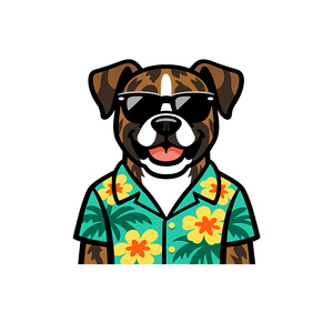 Tropical Brindle Boxer - Bordered Artwork