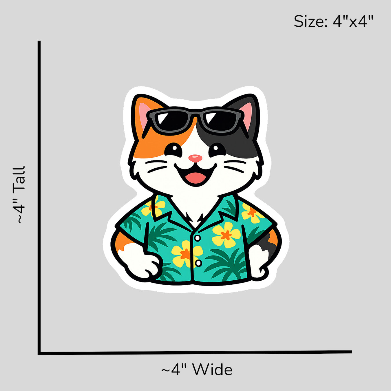 Tropical Calico Cat - Size Reference Mockup