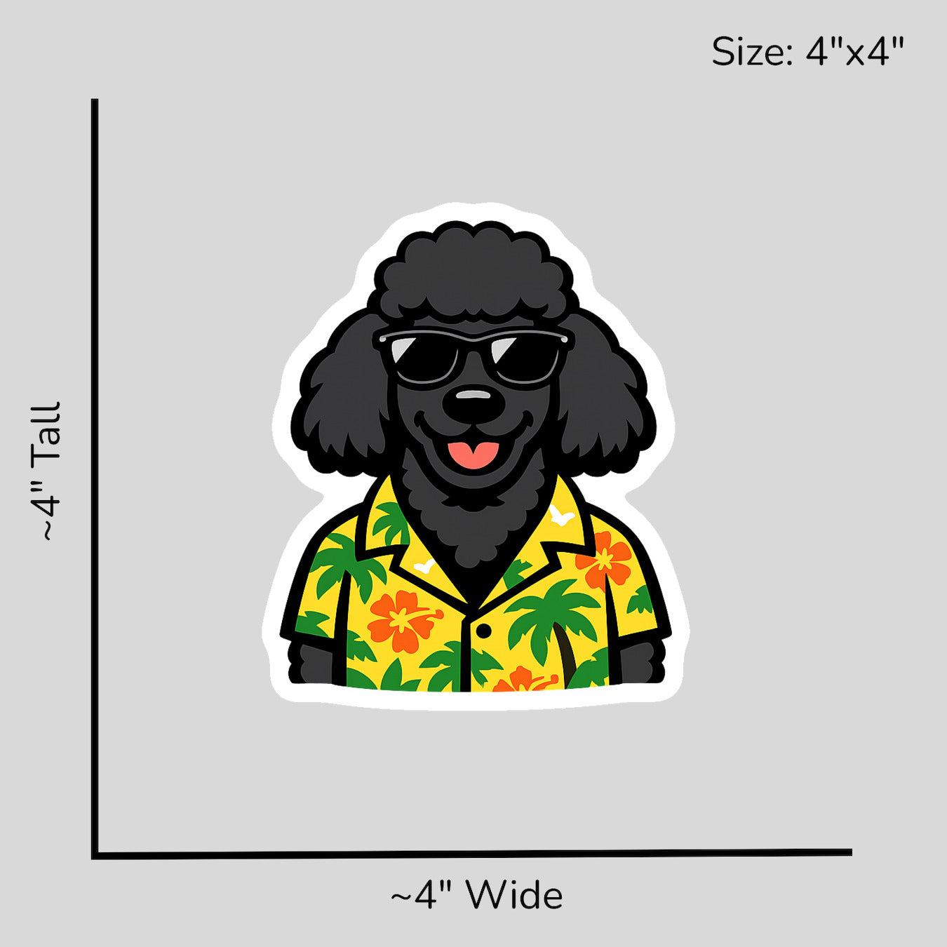 Tropical Black Poodle - Size Reference Mockup