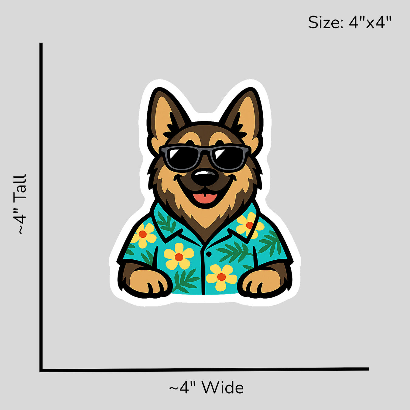 Tropical Sable German Shepherd - Size Reference Mockup