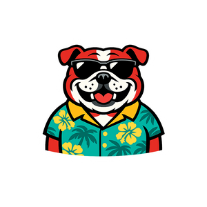 Tropical Red English Bulldog - Bordered Artwork