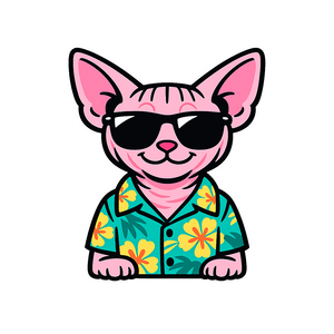 Tropical Sphynx Cat - Bordered Artwork