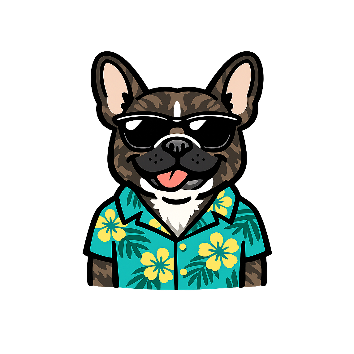 Tropical Brindle French Bulldog - Bordered Artwork