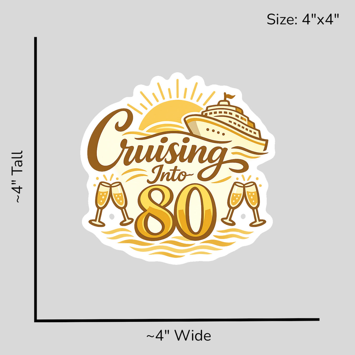 Cruising Into 80 - Size Reference Mockup