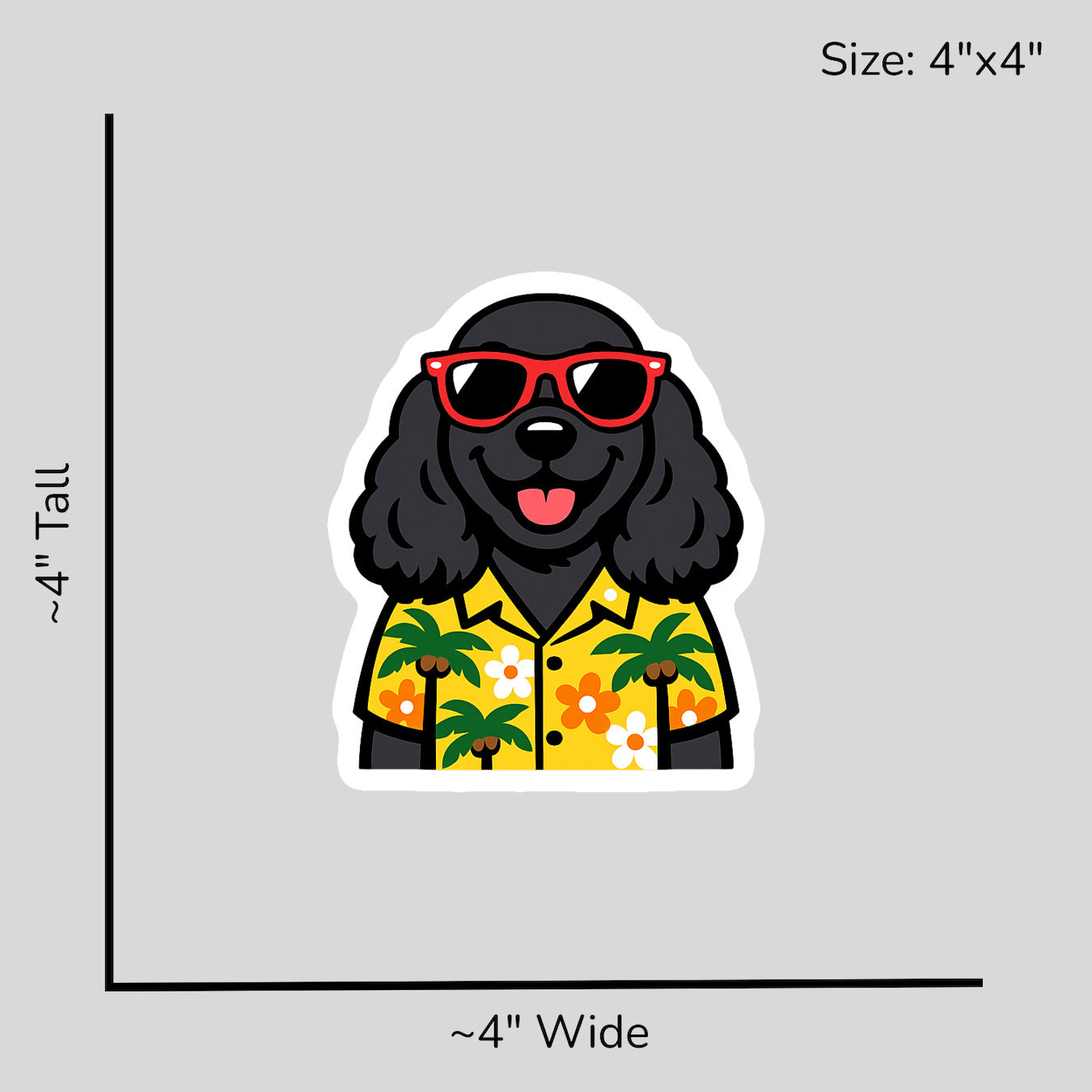 Tropical Black Cocker Spaniel - Size Reference Mockup