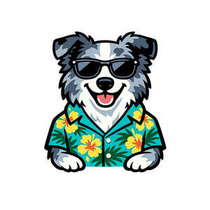 Tropical Blue Merle Border Collie - Bordered Artwork